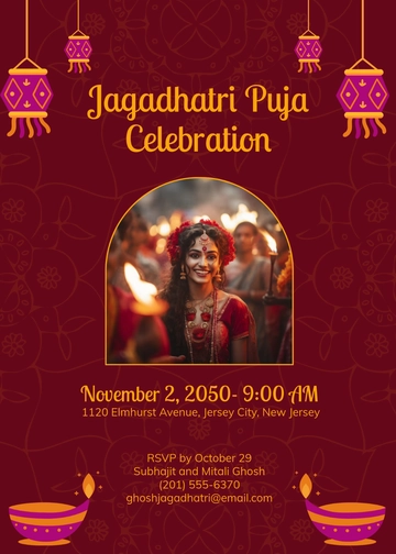Jagadhatri Puja Invitation Template - Edit Online & Download