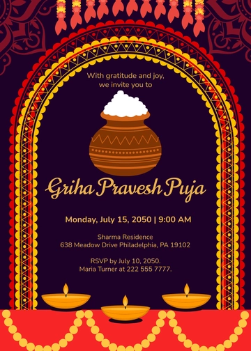 Puja Griha Pravesh Invitation Template - Edit Online & Download