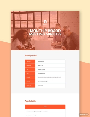 Monthly Board Meeting Minutes Template