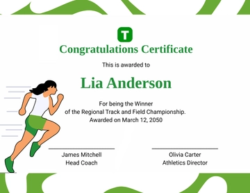 Green Sports Congratulations Certificate Template - Edit Online & Download