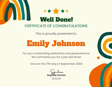 Well Done Congratulations Certificate Template - Edit Online & Download