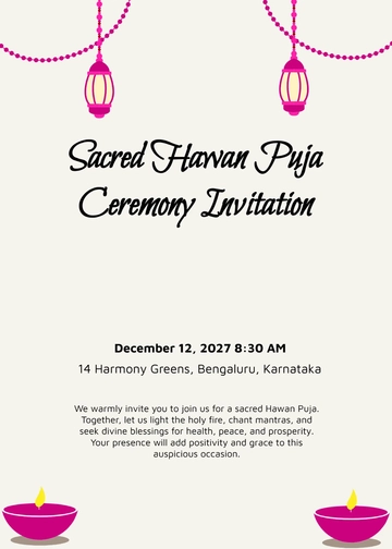 Free Modern Hawan Puja Invitation Template to Edit Online
