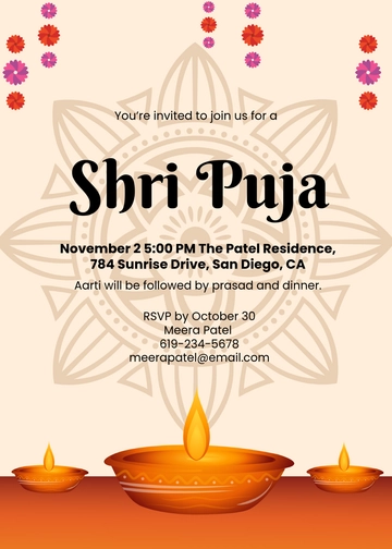 Professional Shri Puja Invitation Template - Edit Online & Download