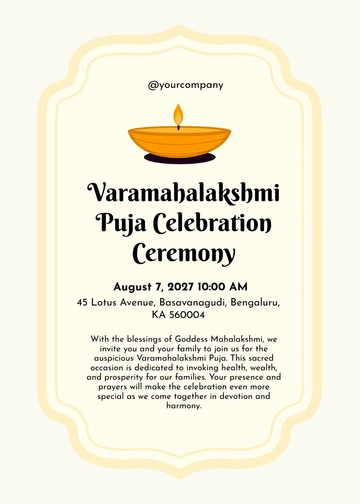 Free Varamahalakshmi Puja Invitation Template to Edit Online