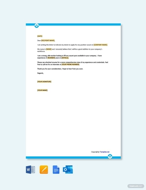Application Letter Template Sample For Any Position