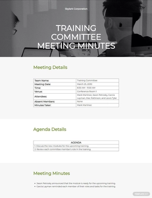 Training committee meeting minutes Template