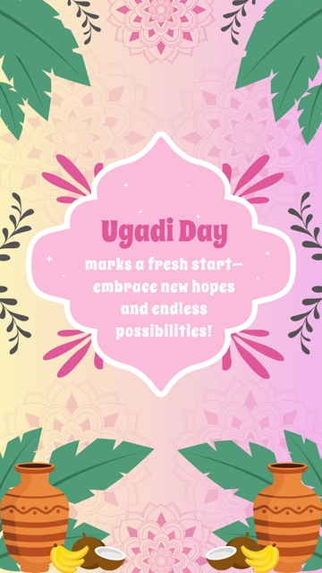 Pink Ugadi Day Quote Template - Edit Online & Download
