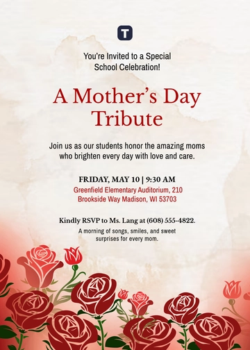 Mother’s Day School Invitation Template - Edit Online & Download