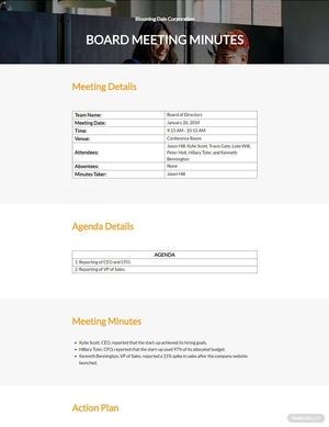Startup Company Meeting Minutes Template