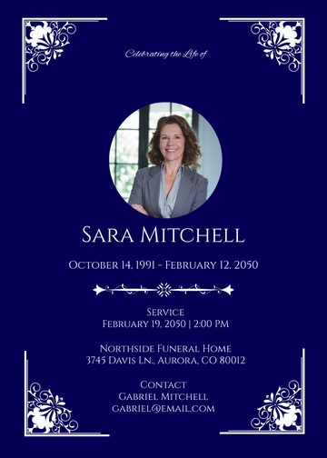 Celebration of Life Obituary Invitation Template - Edit Online & Download