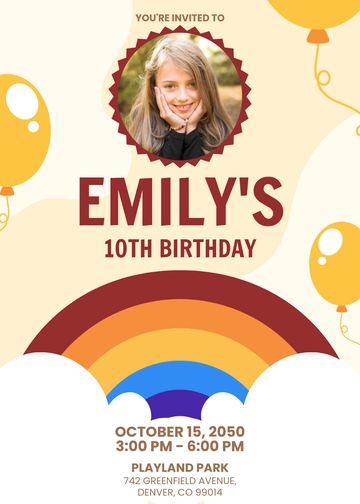 Creative Rainbow Birthday Invitation Template - Edit Online & Download