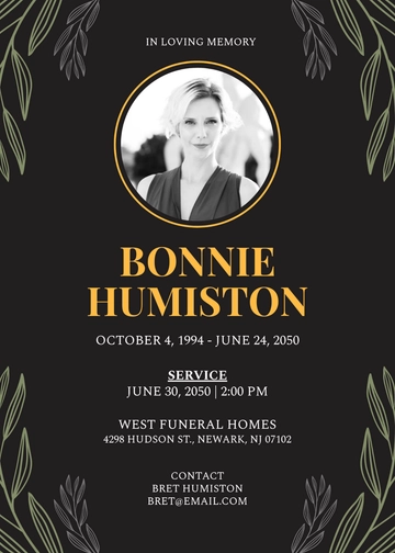 In Loving Memory Obituary Invitation Template - Edit Online & Download