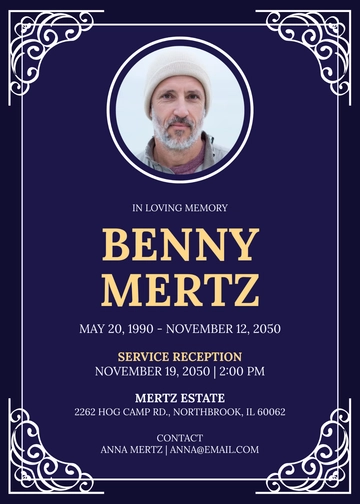 Professional Obituary Reception Invitation Template - Edit Online & Download