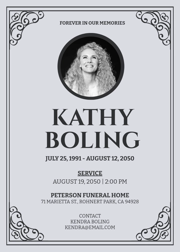 Obituary Announcement Invitation Template - Edit Online & Download