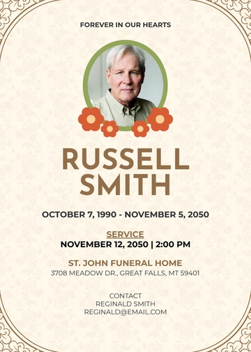 Beautiful Obituary Invitation Design Template - Edit Online & Download