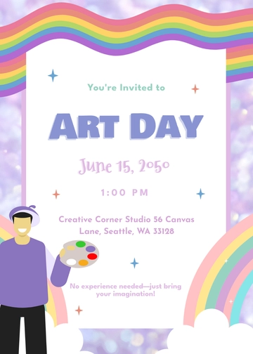 Colorful Rainbow Glitter Invitation Template - Edit Online & Download