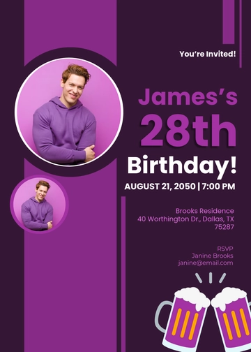 Minimalist Purple Invitation Template - Edit Online & Download