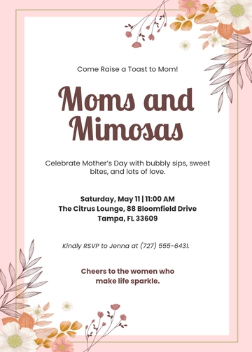 Moms and Mimosas Mother's Day Invitation Template - Edit Online & Download