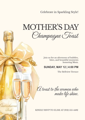 Mother’s Day Champagne Invitation Template - Edit Online & Download