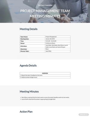 Project Team Meeting Minutes Template