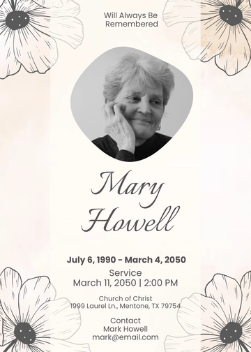 Watercolor Obituary Invitation Template - Edit Online & Download