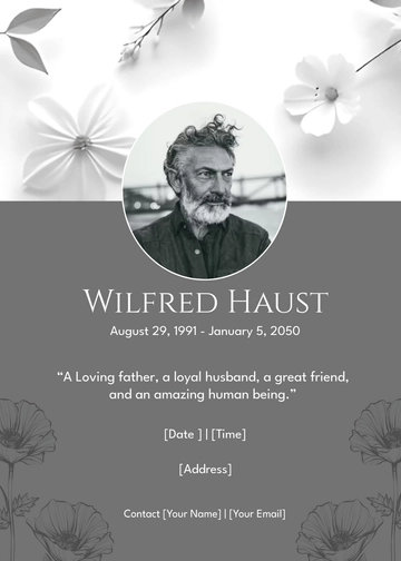 Blank Obituary Invitation with Eulogy Template - Edit Online & Download
