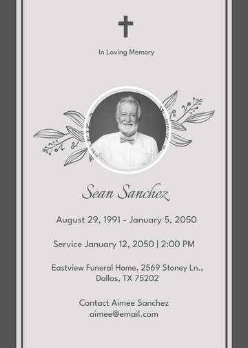 Minimalist Obituary Invitation Template - Edit Online & Download