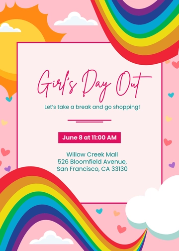 Cute Pink Rainbow Invitation Template - Edit Online & Download