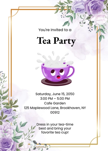 Purple Flower Frame Invitation Template - Edit Online & Download
