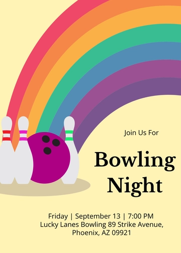 Rainbow Bowling Invitation Template - Edit Online & Download