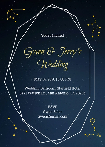 Classy Starry Night Wedding Space Invitation Template - Edit Online & Download