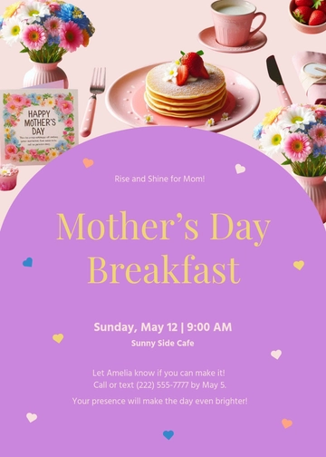 Colorful Mother’s Day Breakfast Invitation Template - Edit Online & Download