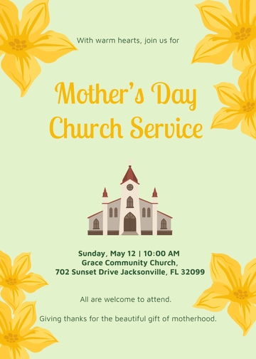 Mother’s Day Church Service Invitation Template - Edit Online & Download