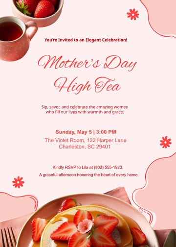 Mother’s Day High Tea Invitation Template - Edit Online & Download