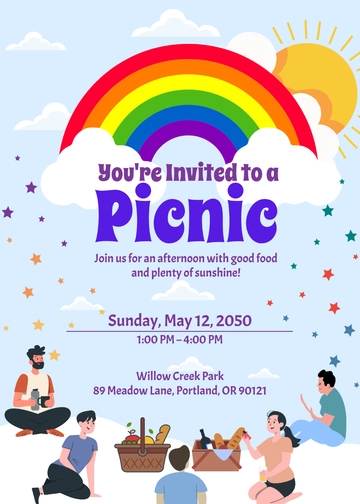 Rainbow and Clouds Invitation Template - Edit Online & Download