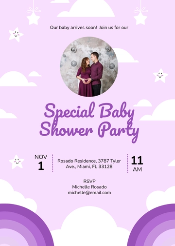 Purple Baby Shower Invitation Template - Download | Template.net