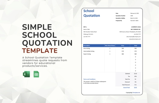 Simple School Quotation Template