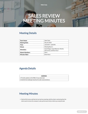 sales review meeting minutes Template