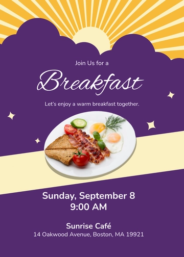 Modern Purple Breakfast Invitation Template - Edit Online & Download