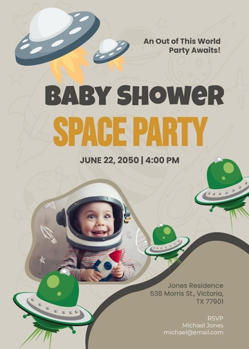 Out of This World Baby Shower Space Invitation Template - Edit Online & Download