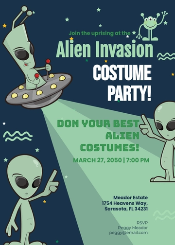 Alien Invasion Party Space Invitation Template - Edit Online & Download
