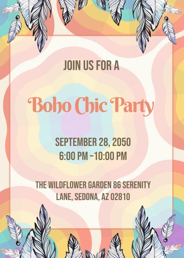 Bohemian Rainbow Invitation Template - Edit Online & Download