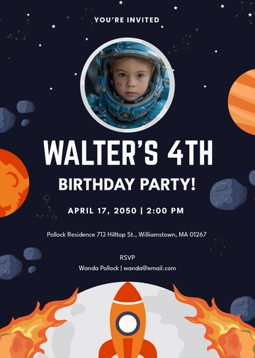 Creative Astronaut Party Space Invitation Template - Edit Online & Download