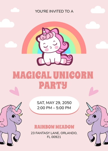 Rainbow Unicorn Invitation Template - Edit Online & Download
