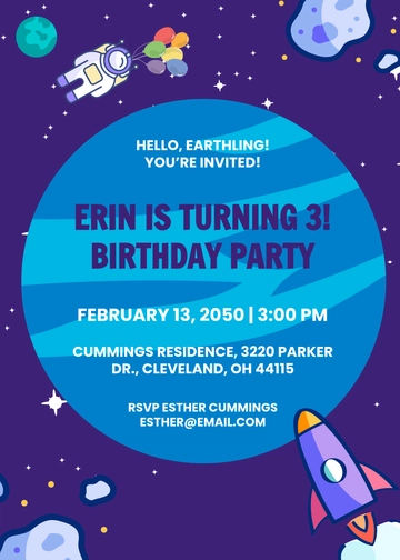 Planet-Themed Birthday Space Invitation Design Template - Edit Online & Download