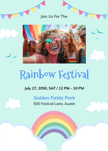 Aesthetic Rainbow Festive Invitation Template - Edit Online & Download