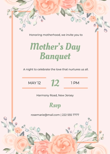 Blank Mother’s Day Banquet Invitation Template - Edit Online & Download