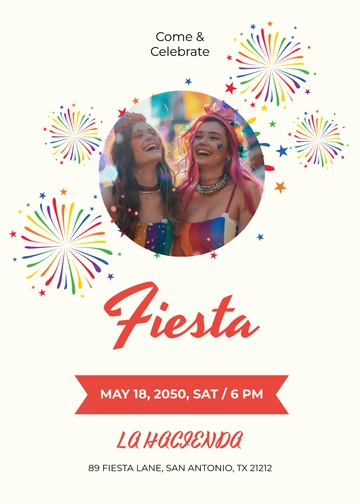 Simple Rainbow Fiesta Invitation Template - Edit Online & Download