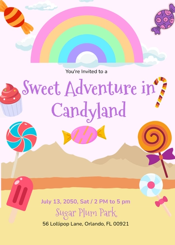 Candyland Rainbow Invitation Template - Edit Online & Download