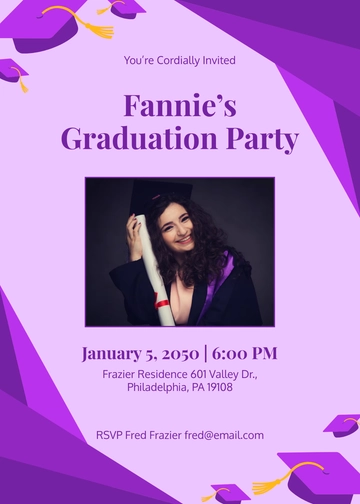 Professional Purple Graduation Invitation Template - Edit Online & Download